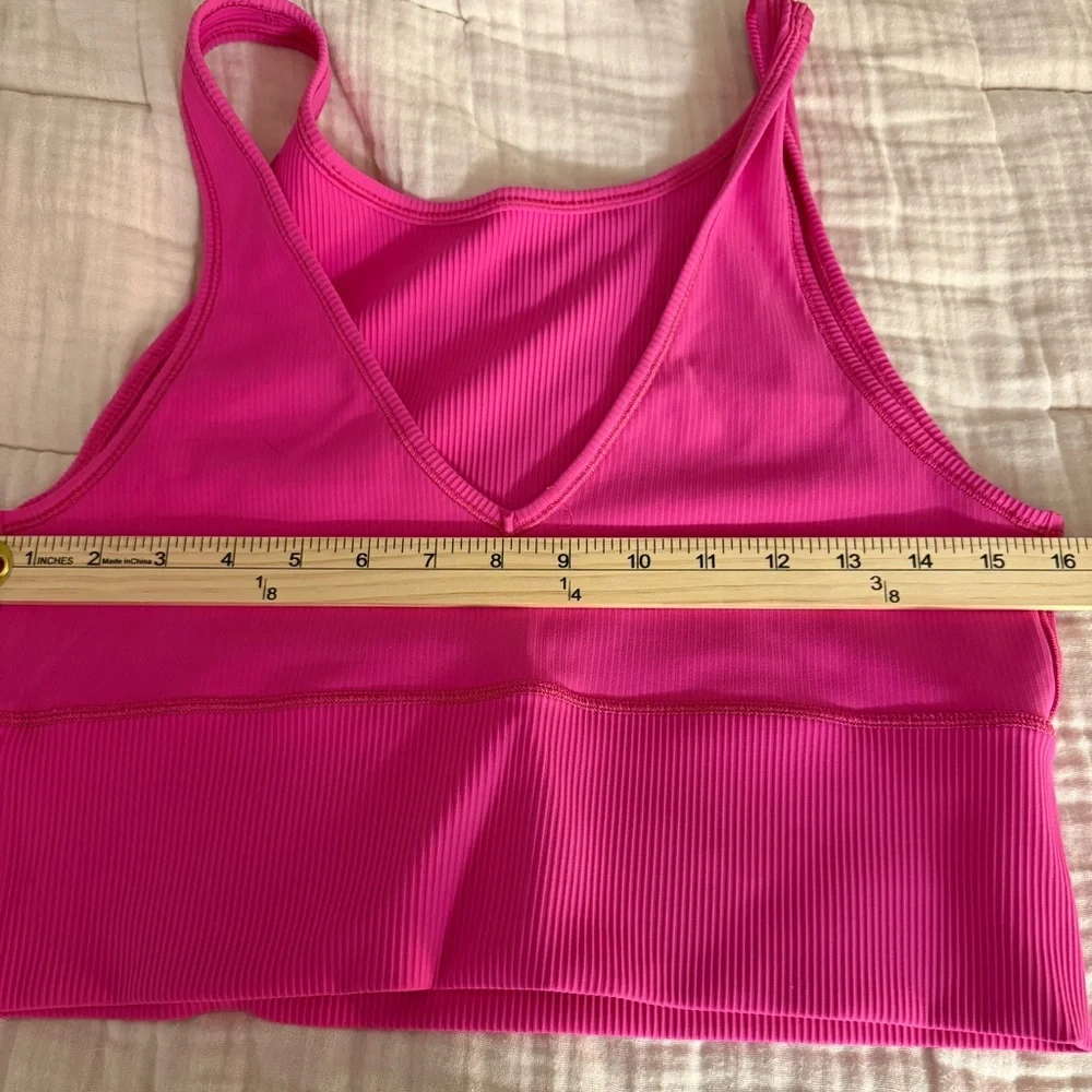 Lululemon Power Pivot Tank Top Rib Stretch Sonic Pink Reversible Front Back XS